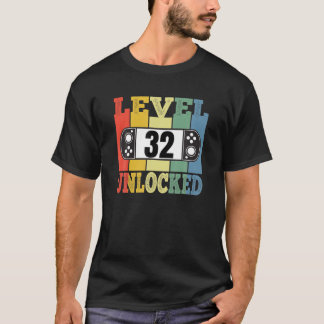 Niveau 32 Onvergrendelde Mannen Vrouwen Gamer Birt T-shirt
