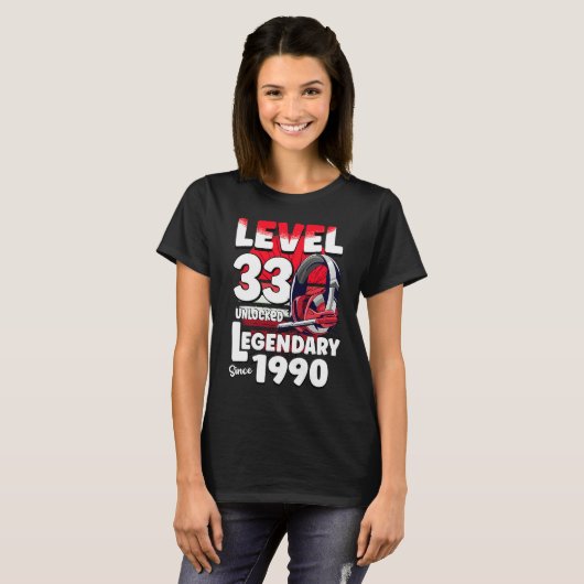 Niveau 33 jaar niet-vergrendeld sinds 1990 33th Ga T-shirt (Voorkant volledig)