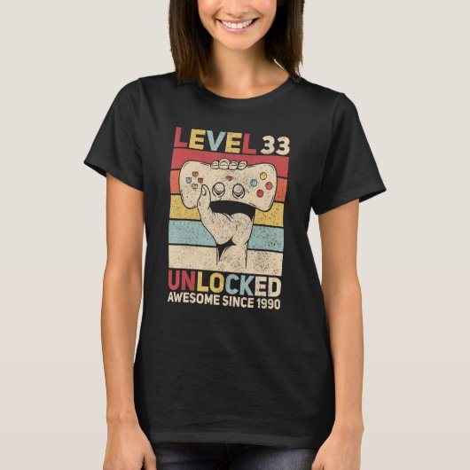 Niveau 33 Ontgrendeld 33 jaar oude Mannen 33e dag  T-shirt (Voorkant)