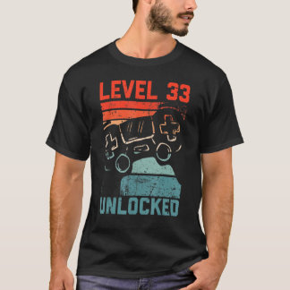 Niveau 33 Onvergrendelde videogamer 33e geboorteda T-shirt