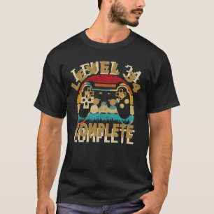 Niveau 34 Complete 34e Birthday Video Gamer T-shirt
