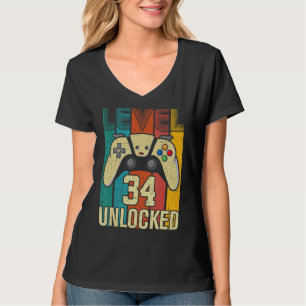 Niveau 34 Onvergrendelde videogamer 34e verjaardag T-shirt