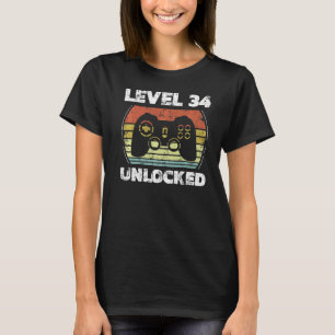 Niveau 34 Onvergrendelde videogamer 34e verjaardag T-shirt
