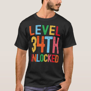 Niveau 34e Unlocked 34e verjaardag 34 jaar oud jon T-shirt