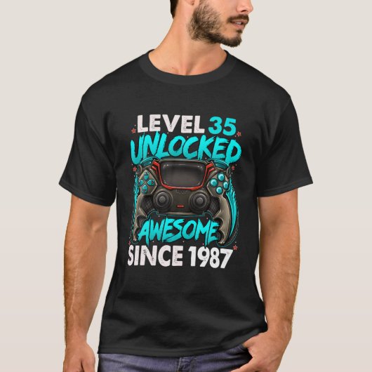 Niveau 35 niet-vergrendeld Geweldige sinds 1987 35 T-shirt (Voorkant)