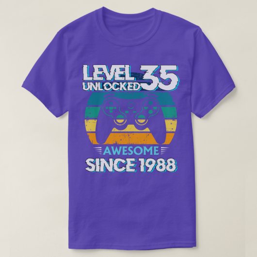Niveau 35 Ontgrendeld Geweldige 1988 35e Verjaarda T-shirt (Design voorkant)