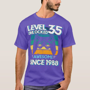 Niveau 35 Ontgrendeld Geweldige 1988 35e Verjaarda T-shirt