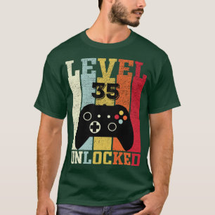 Niveau 35 Ontgrendeld Grappig Video 35e Verjaardag T-shirt
