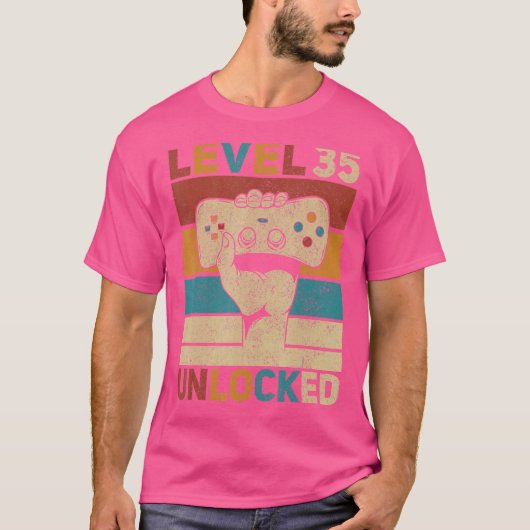Niveau 35 onvergrendelde 35e verjaardag 35 jaar ou t-shirt (Voorkant)