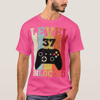 Niveau 37 Ontgrendeld Grappig Video 37e Verjaardag T-shirt