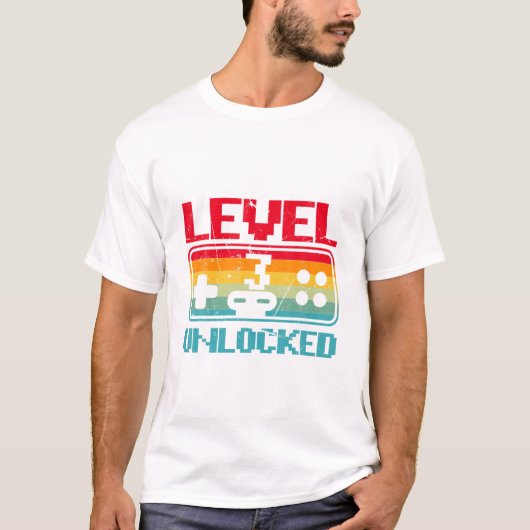 Niveau 3 Unlocked Retro 3e Verjaardagsgamer T-shirt (Voorkant)