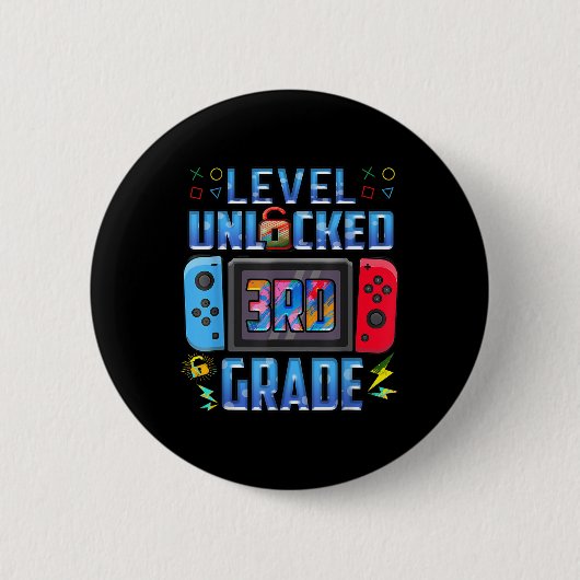 Niveau 3e leerjaar ontgrendeld terug naar school e ronde button 5,7 cm (Voorkant)