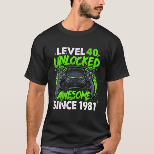 Niveau 40 niet-vergrendeld Geweldige sinds 1981 40 T-shirt (Voorkant)