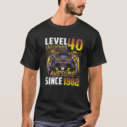 Niveau 40 niet-vergrendeld Geweldige sinds 1982 40 T-shirt (Voorkant)