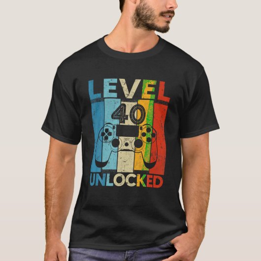 Niveau 40 Ontgrendeld 40e verjaardag Videogame 40  T-shirt (Voorkant)