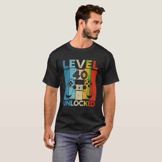 Niveau 40 Ontgrendeld 40e verjaardag Videogame 40  T-shirt (Voorkant volledig)