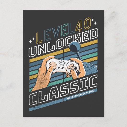 Niveau 40 ontgrendeld | 40e verjaardagscadeau briefkaart (Voorkant)