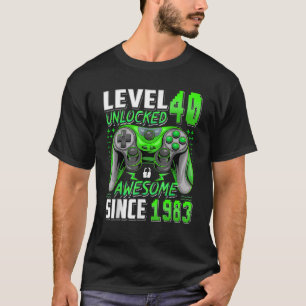 Niveau 40 ontgrendeld sinds 1983 40th Birthday Vid T-shirt