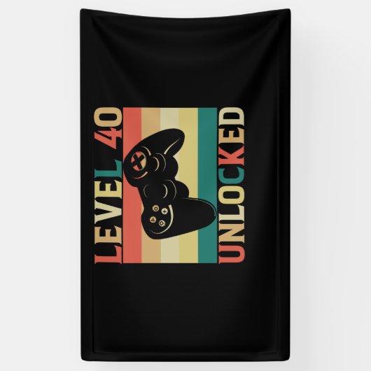 Niveau 40 ontgrendelde videoband 40e verjaardag spandoek (Verticaal)