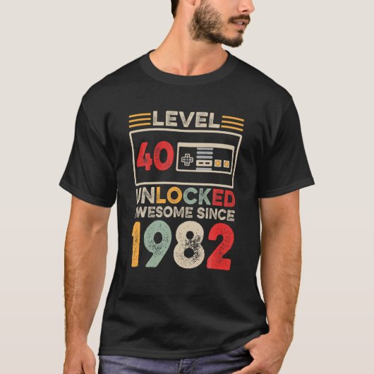Niveau 40 Onvergrendeld 40e Geweldige verjaardag 1 T-shirt (Voorkant)