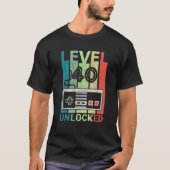 Niveau 40 onvergrendelde videogamer 40th Birthday- T-shirt (Voorkant)