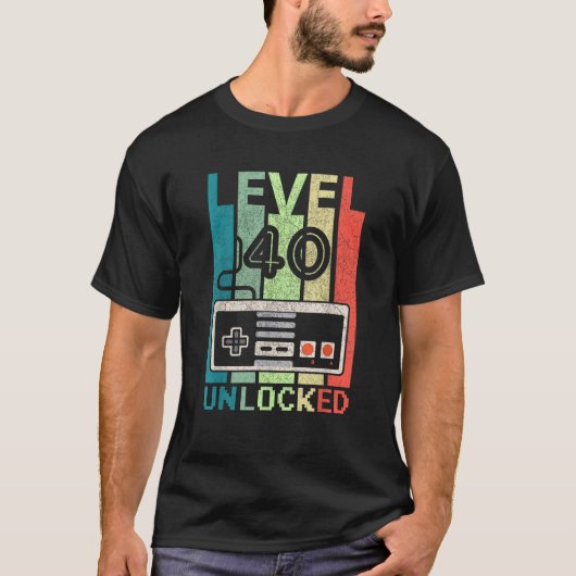 Niveau 40 onvergrendelde videogamer 40th Birthday- T-shirt (Voorkant)