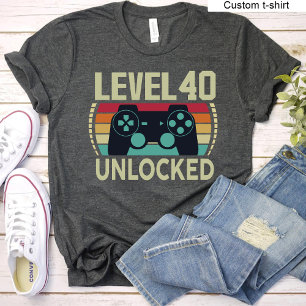 Niveau 40 Unlocked  Gaming 40e Verjaardag T-shirt