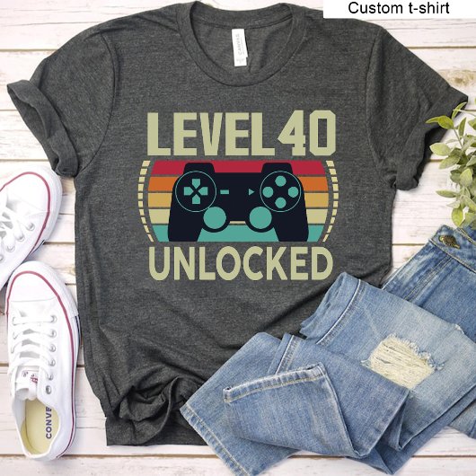 Niveau 40 Unlocked  Gaming 40e Verjaardag T-shirt