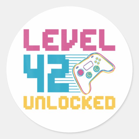 Niveau 42 ontgrendelde game-dag ronde sticker (Voorkant)