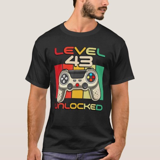 Niveau 43 ontgrendelde videogamer geboren in 1978  t-shirt (Voorkant)