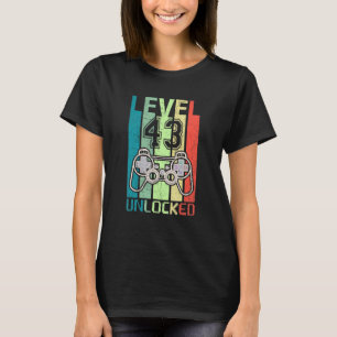 Niveau 43 Onvergrendelde videogamer 43th Birthday T-shirt