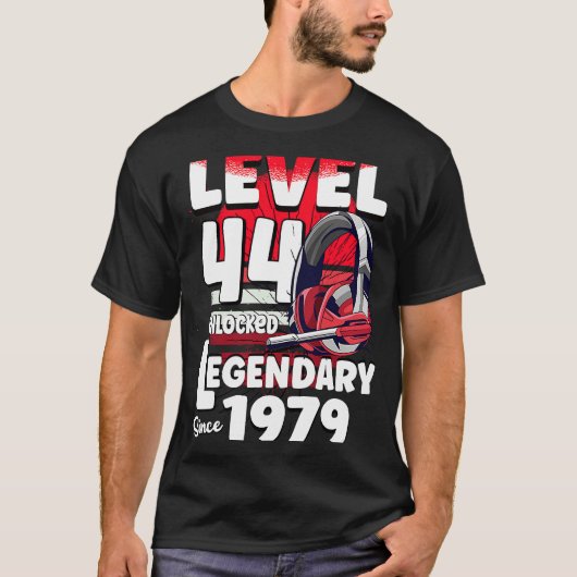 Niveau 44 jaar niet-vergrendeld sinds 1979 44e gam t-shirt (Voorkant)