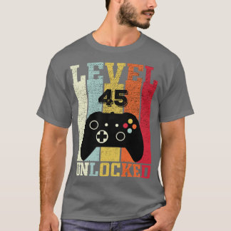 Niveau 45 Ontgrendeld Grappig Video 45e Verjaardag T-shirt