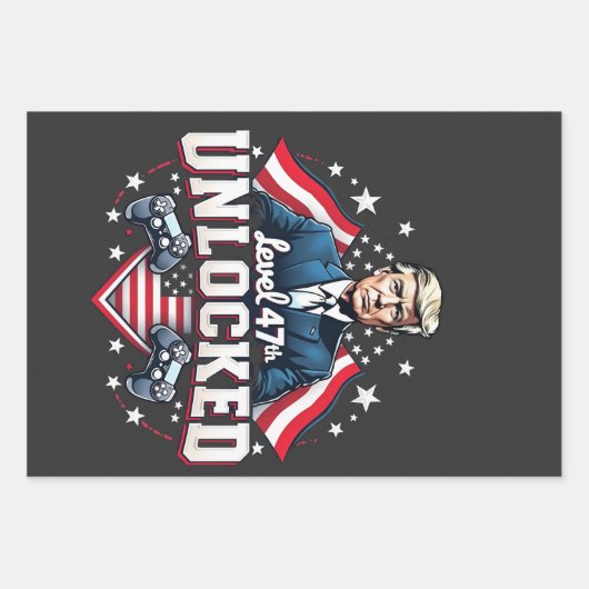 Niveau 47e ontgrendeld Trump won Inaguration Day Inpakpapier Vel (Voorkant)
