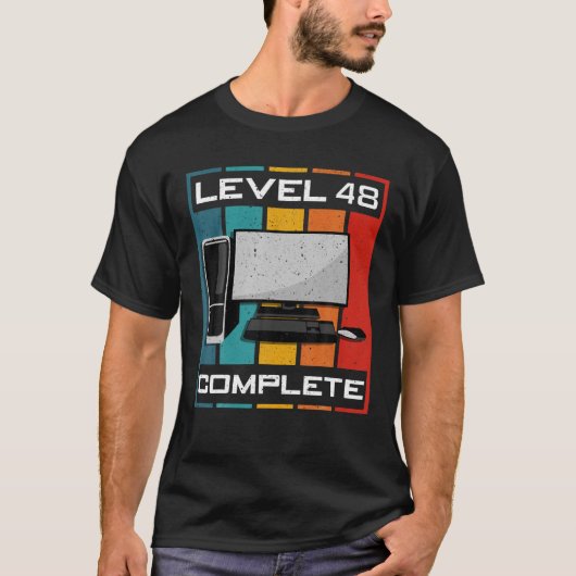 Niveau 48 Complete I 48th Birthday Computer Gaming T-shirt (Voorkant)