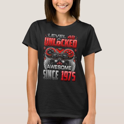 Niveau 48 niet-vergrendeld Geweldige sinds 1975 48 T-shirt (Voorkant)