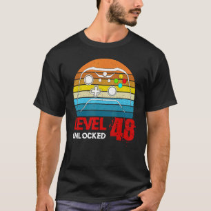 Niveau 48 Onvergrendelde videogamer 48th Birthday T-shirt