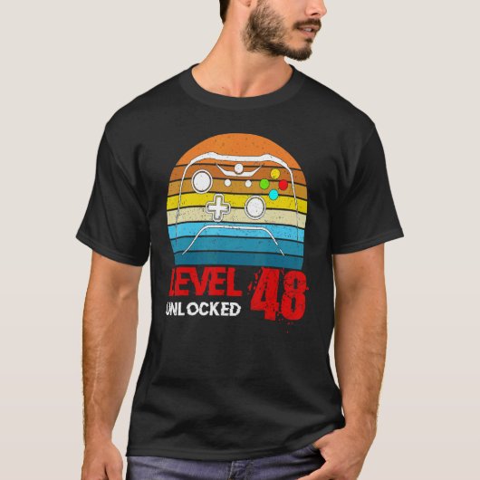 Niveau 48 Onvergrendelde videogamer 48th Birthday  T-shirt (Voorkant)