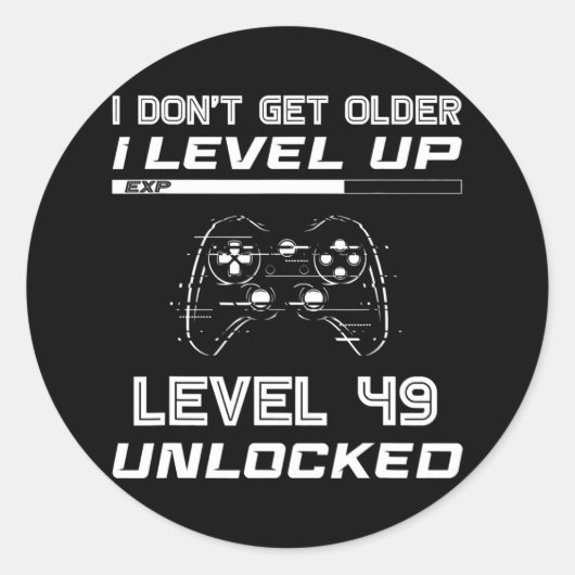 Niveau 49 Onvergrendelde gamer 49e jaarlijkse deco Ronde Sticker (Voorkant)