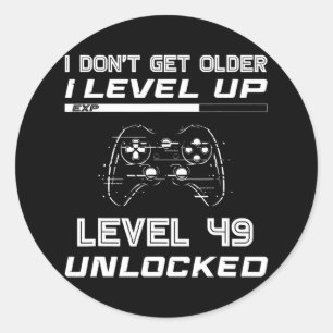 Niveau 49 Onvergrendelde gamer 49e jaarlijkse deco Ronde Sticker