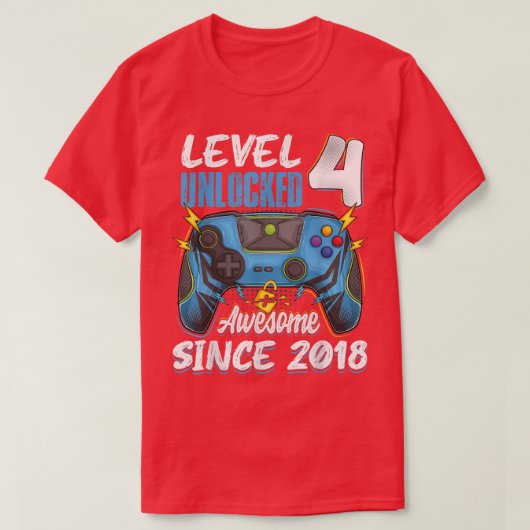 Niveau 4 geweldige 2018 4e verjaardag vid ontgrend t-shirt (Design voorkant)