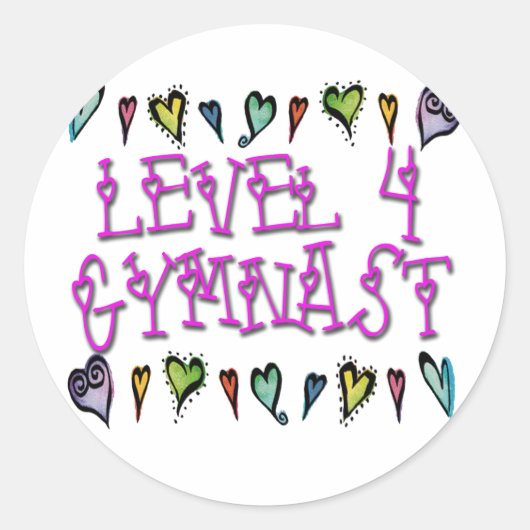 Niveau 4 Gymnast harten Ronde Sticker (Voorkant)