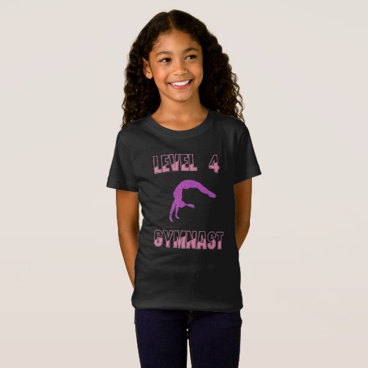 Niveau 4 Gymnast Roze en Paarse Sparkle T-Shirt (Voorkant volledig)