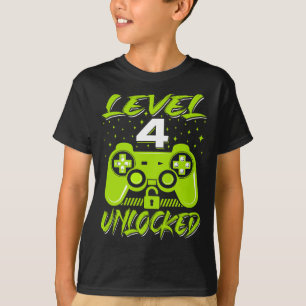 Niveau 4 niet-vergrendelde videogame 4e verjaardag t-shirt