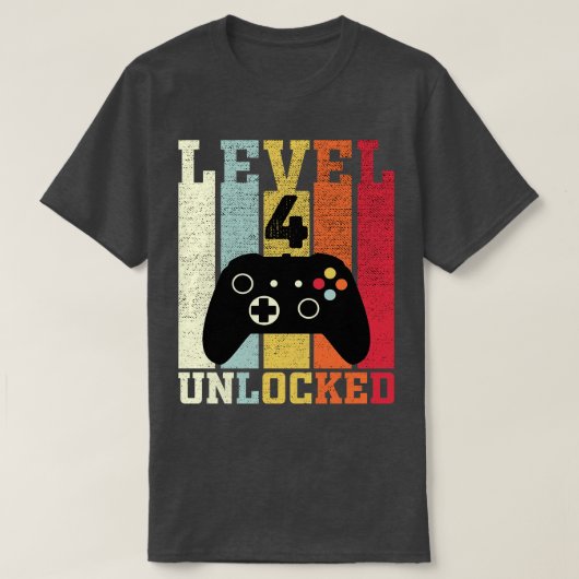 Niveau 4 Ontgrendeld Grappig Video 4e Verjaardag G T-shirt (Design voorkant)
