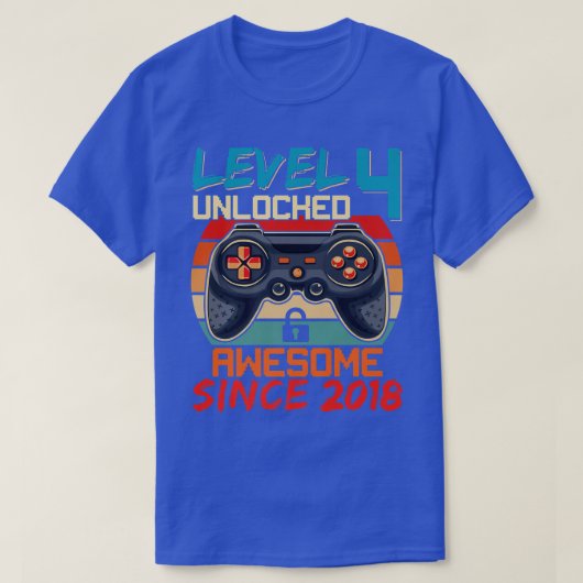 Niveau 4 ontgrendelde Geweldige 2018 videogame 4 T-shirt (Design voorkant)