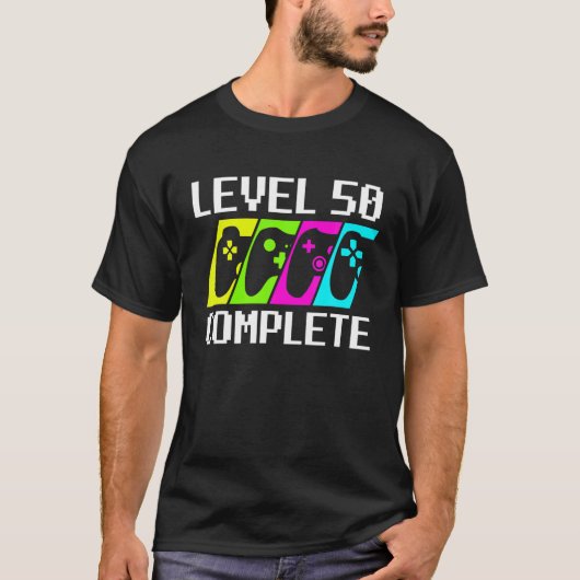 Niveau 50 Complete 50th Birthday Gamer T-shirt (Voorkant)