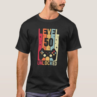 Niveau 50 niet-vergrendelde verjaardag 50 jaar oud t-shirt