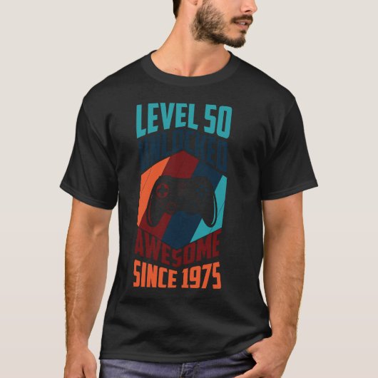 Niveau 50 ontgrendeld Geweldige sinds 1975, T-shirt (Voorkant)