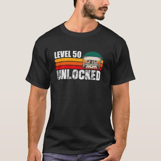 Niveau 50 Ontgrendelde Videogames 50e Verjaardag L T-shirt (Voorkant)